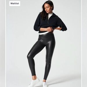 Spanx black faux leather women’s leggings XS